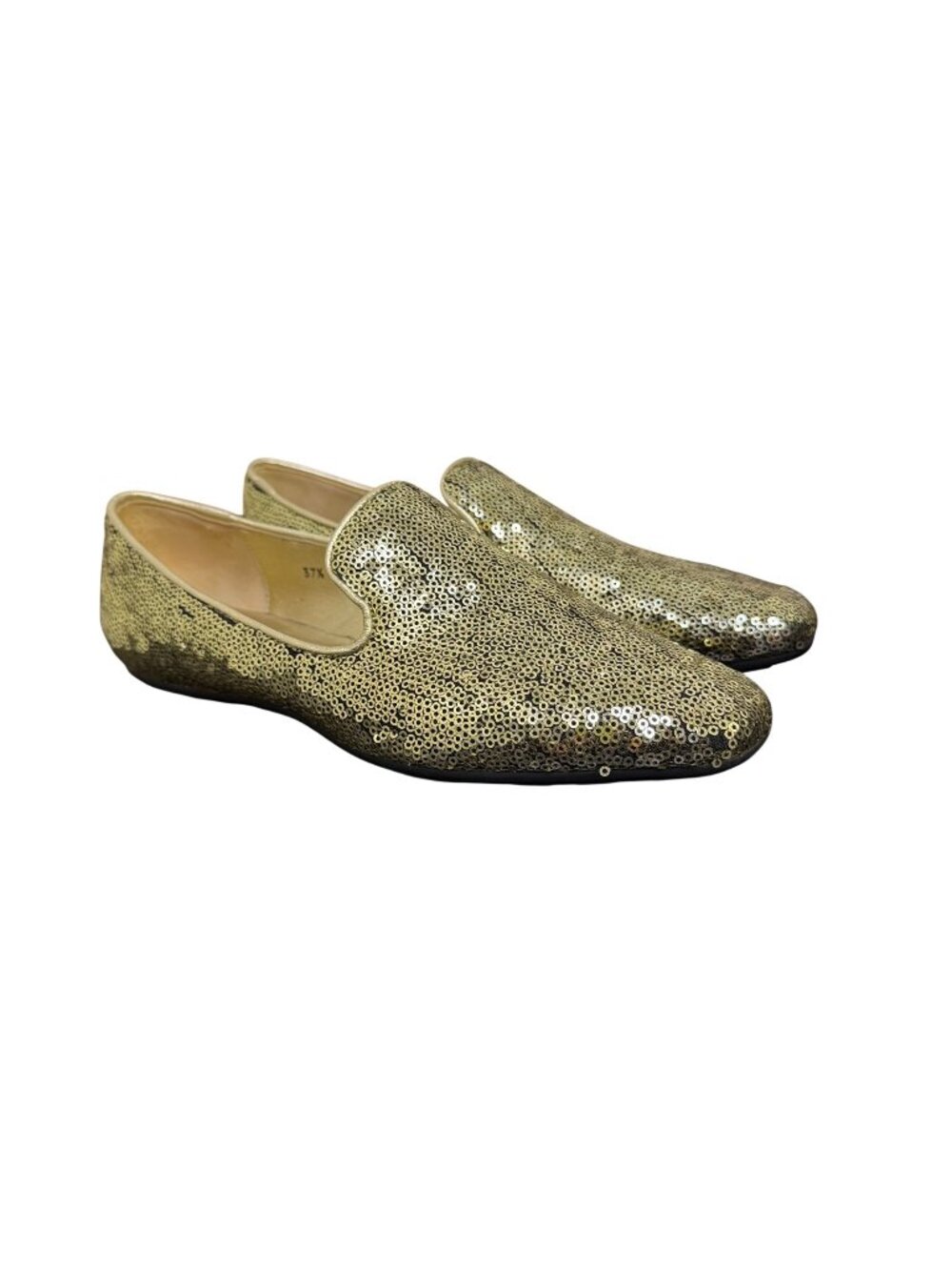 NWOT Jimmy Choo Gold Sequin Loafers Size 7 / EU 37.5